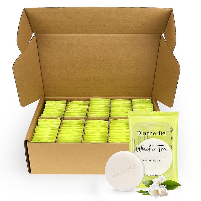 100 Pack 0.5oz Travel Soap, Mini Round Cleansing Bars Soap Bulk Travel Size, Individually Wrapped Toiletries Amenities for Hotel, Airbnb, Shelter, Camping and Traveling