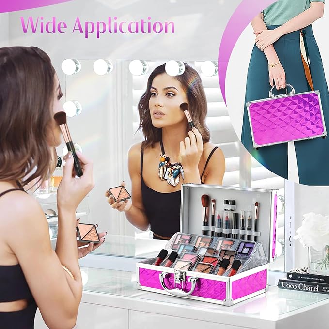 Color Nymph Girls Makeup Kits for Teen, Beginner Makeup Kit For Girls Non Toxic Makeup Set w/Train Case 24pcs Cosmetics Eyeshadow Lipstick Lipgloss Blush Mascara Eyeliner For Tweens Girl/Lady