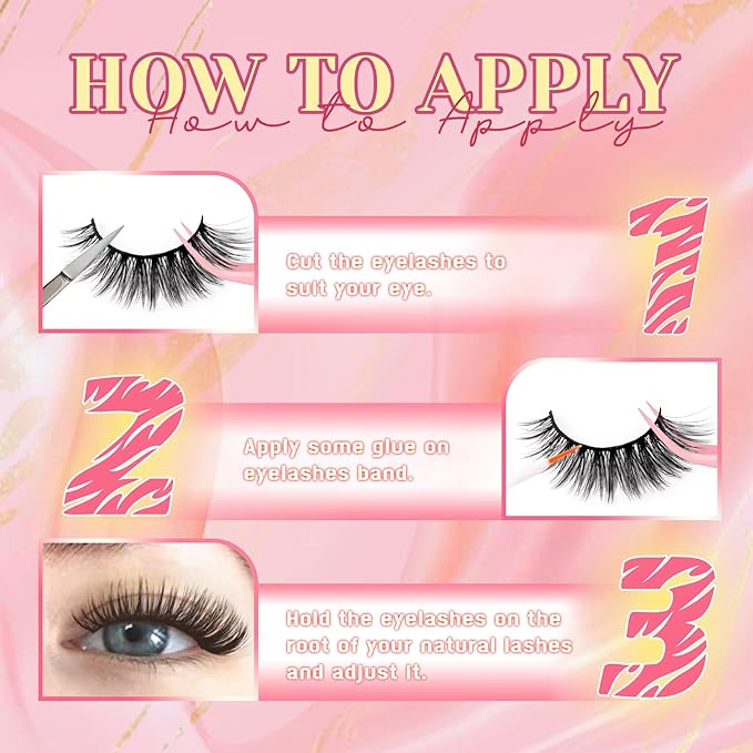 Ahrikiss Lashes Fluffy False Eyelashes Natural Look Cat Eye Lashes 8 Pairs Faux Mink Lashes Wispy Eyelashes Soft Fake Lashes Lightweight Strip Lashes (Fancy Only)