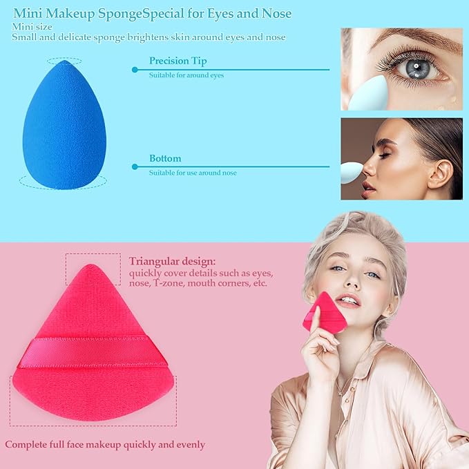 14 Pcs Makeup Sponge Beauty Sponges Blender with 4 Pcs Powder Puff and 4 Pcs Mini Make up Sponges for Liquid,Foundation,Powder,Concealer,Cream