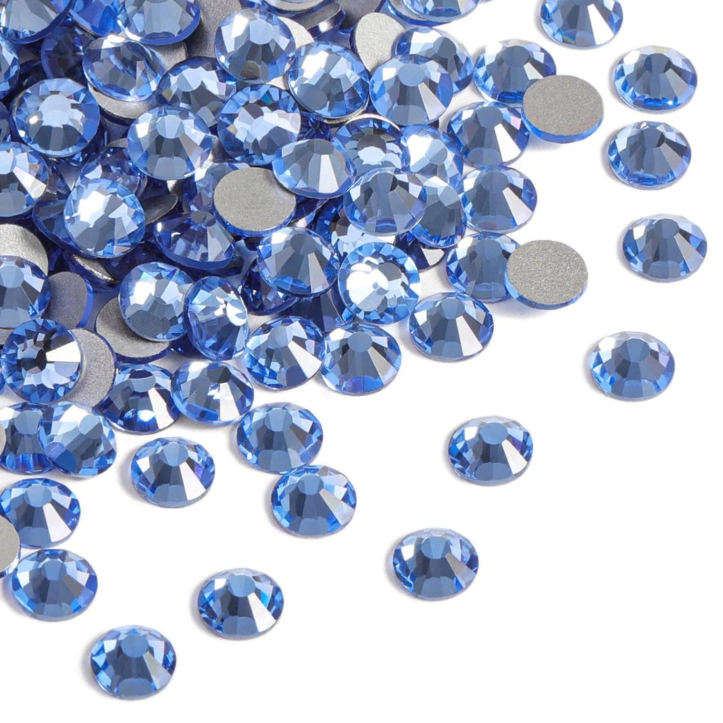 beadsland Flat Back Crystal Rhinestones Round Gems for Nail Art and Craft Glue Fix,Light Blue (1.3-1.4mm) SS3/1440pcs