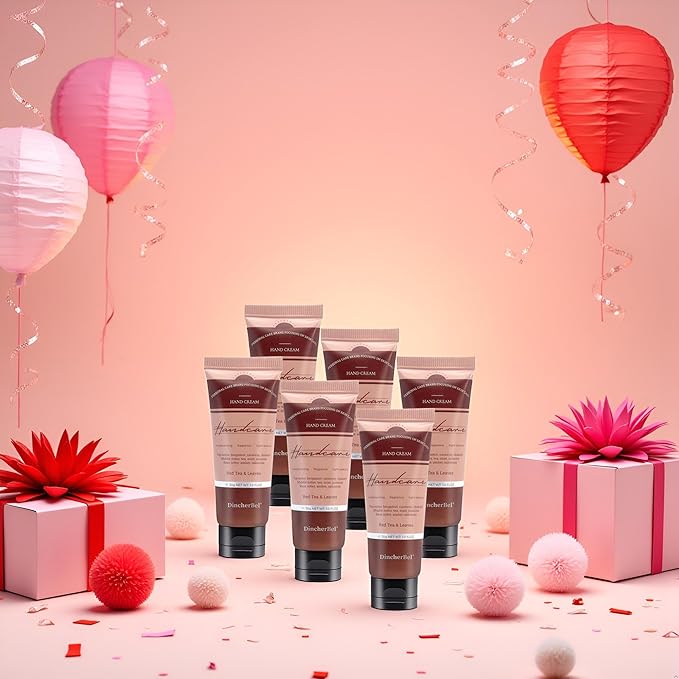 6 Pack Travel Size Hand Cream Set - 1 oz Moisturizing Lotion for Dry Cracked Hands, Red Tea & Leaves Scented Hand Lotion Gift for Women, Nurses, Teachers, Bridesmaids Gifts