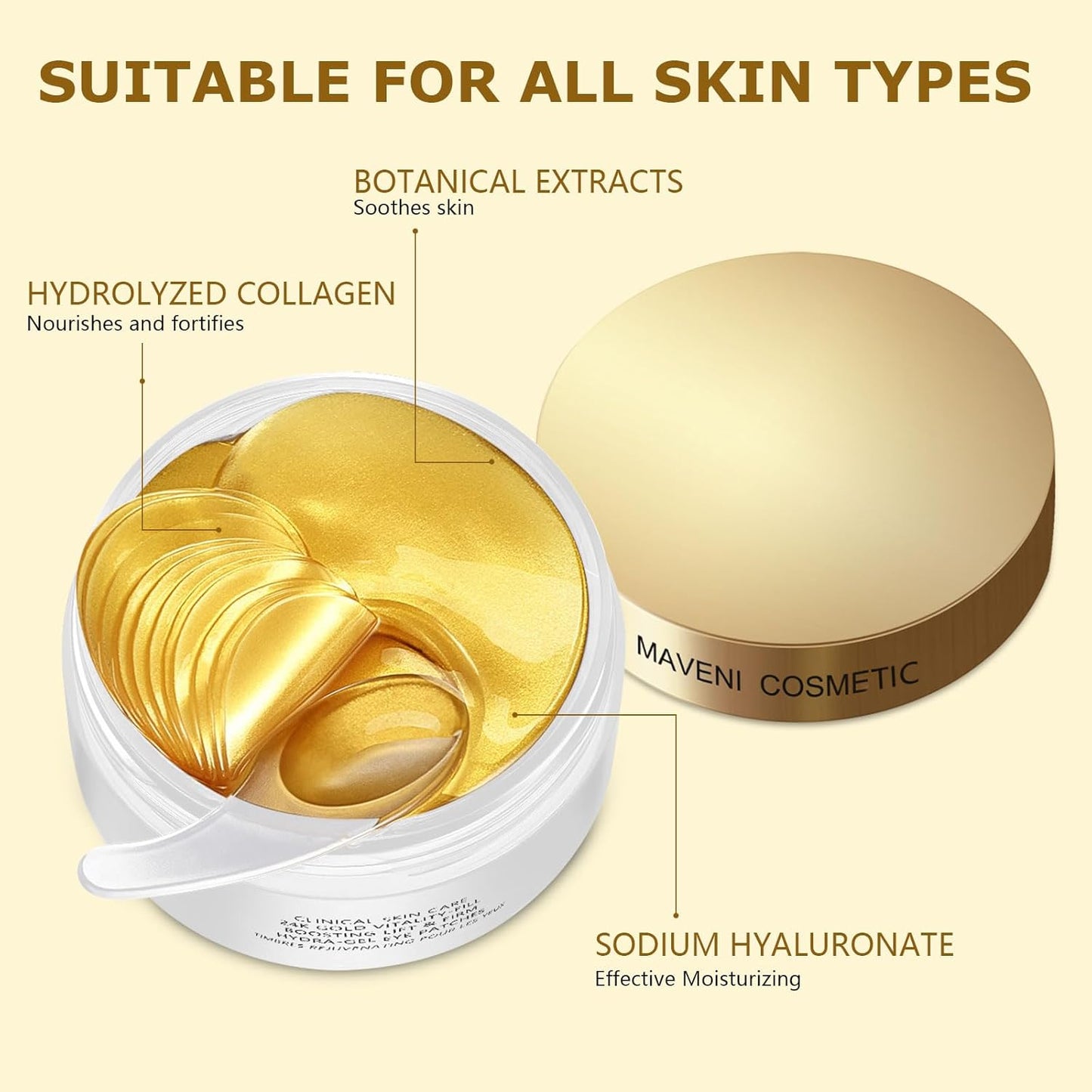 24k Gold Vitality-Fill Eye Patches (30 Pairs)|Anti-Aging Hydra-Gel Under Eye Patches, Boost Lift & Firm the Look of the Eye Area|Eye Patches for Puffiness,Bags,Dark Circles Under Eyes|Gold Pure Luxury