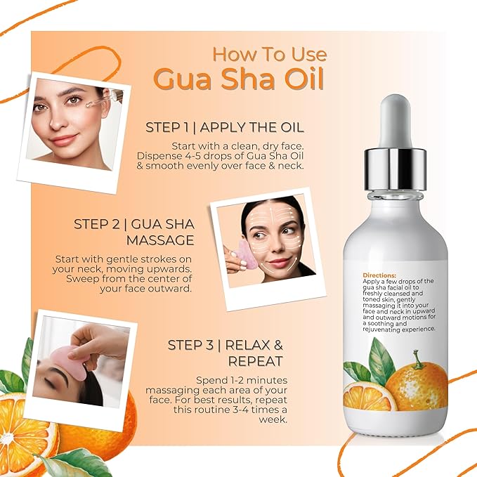 Brookethorne Naturals Gua Sha Oil for Face | Radiant Renewal Facial Oil for Gua Sha Massage & Dermaplaning | 100% Natural Hydrating Face Oil with Jojoba, Rosehip, Argan Oil & AHAs to Firm & Restore