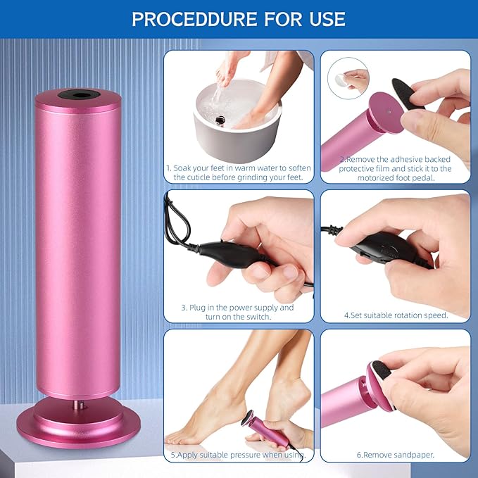 Dermave Electric Foot Callus Remover, Electric Foot Callus Remover, Callus Remover for Feet - Foot Filer with 60pcs Sanding Discs for Dead Cracked Skin, Men/Women (Pink)
