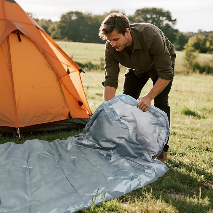 6 Pack Camping Sleeping Bags for Adults Bulk Cotton Liner 4 Seasons Lightweight Warm Waterproof with Compression Sack for Backpacking Hiking Homeless, Camping Gear Essential