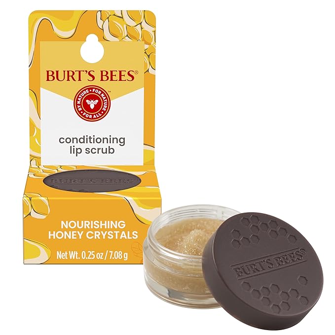 Burt's Bees Conditioning Honey Lip Scrub, Mothers Day Gifts, Exfoliates & Conditions Dry Lips, with Honey Crystals, Use with Overnight Intense Treatment, Natural Origin Care, 0.25 oz.
