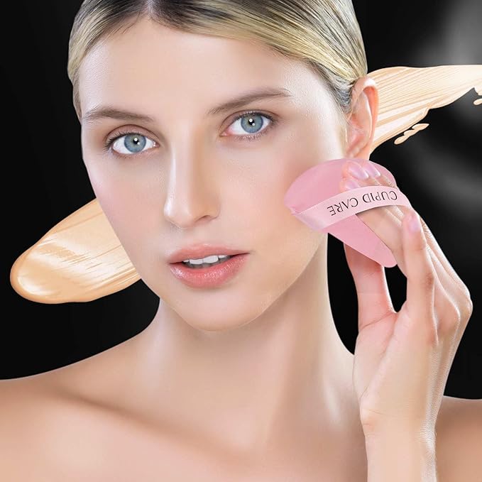 6 Pcs Powder Puff with 2 Travel Cases, Setting Powder Puffs for Face Powder and Foundation, Velour Makeup Puff for Loose Powder Body Powder, Skin-Friendly, Beauty Makeup Tools-Pink/Red