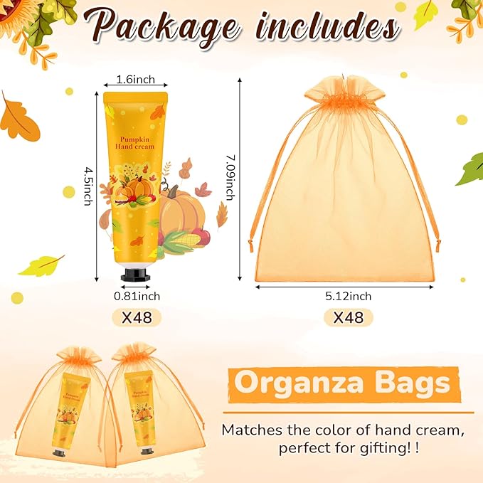 48 Sets a Little Pumpkin Is on The Way Hand Cream Gifts Bulk Baby Shower Hand Cream Travel Size Lotion Bulk Fall Thanksgiving Party Supplies Favors Birthday Wedding for Guest
