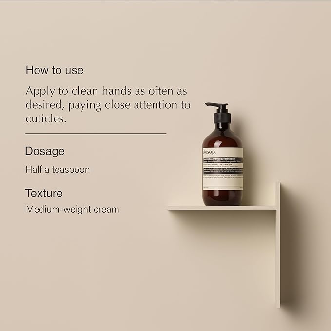 Aesop Resurrection Aromatique Hand Balm | Rich, Moisturizing Balm for Hands and Cuticles | Fragrant Botanicals and Skin-Softening Emollients | 16.9 oz