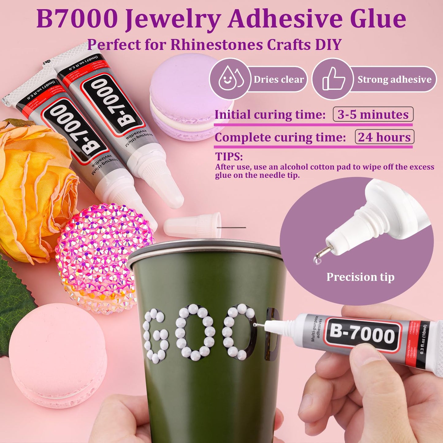 30000Pcs Resin Rhinestones for Bedazzling with Tweezers, White Rhinestones for Crafting with B7000 Jewelry Glue for DIY Crafts Clothing Tumblers Shoes Fabric Nail Art
