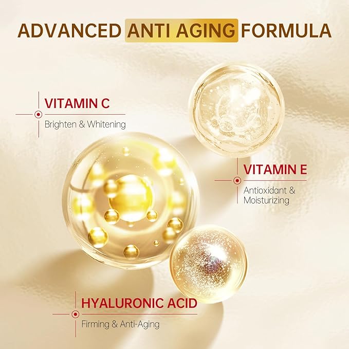 2 Pack Vitamin C Face Serum with Vitamin C, Hyaluronic Acid, Vitamin E, Serum for Dullness, Balanced Complexion, Eye Area, Fine Lines & Wrinkles, 30ml/1.01oz