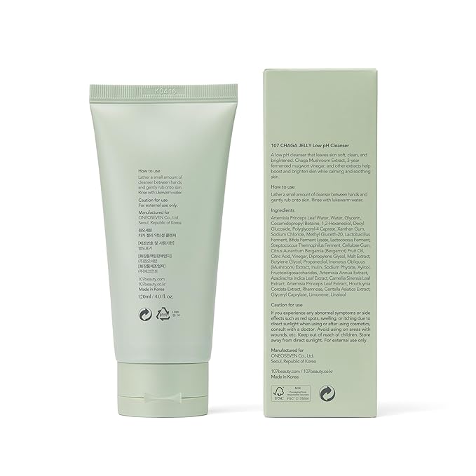 107 Gentle Gel Cleanser, Low pH, Non-Stripping Cleanser for Sensitive Skin, Enriched with Antioxidant & Calming Ingredients, Korean Beauty (4.0 fl oz)