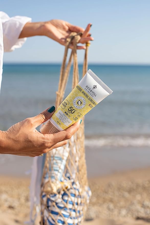 Bee and You Kids 100% Natural SPF 50 Mineral Sunscreen for Kids, Face and Body, Water Resistant, Sun Protection with Zinc Oxide & Bee Propolis, Hypoallergenic, 2.7 oz (80 mL)