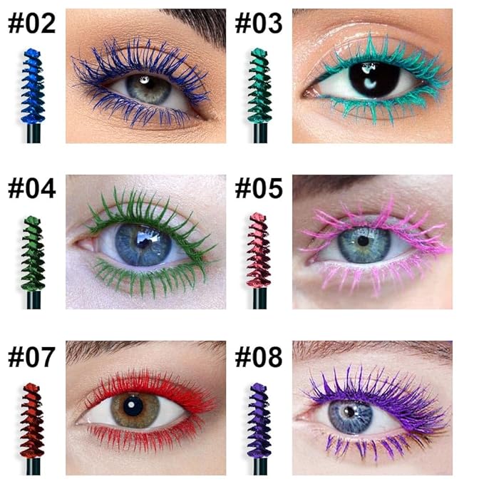 Colored Mascara for Eyelashes, Voluminous Colorful Mascara Set, Pink Purple Blue Green Red Teal Lash Pack - Lengthening, Defining, Curling, Multiplying Formula, Cruelty-Free & Waterproof