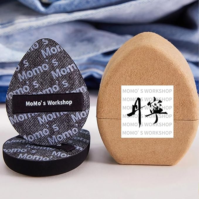Black Denim Makeup Sponges,Blender Sponges for Foundation & Concealer, Non-Absorbent Rubycell, Large Beauty Sponge,Makeup on Details Targeted, Travel Friendly & Reusable,2pcs