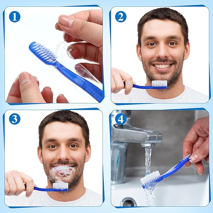 100 Pcs Prepasted Disposable Toothbrushes Bulk Individually Wrapped Pre Pasted Soft Bristle Set Travel Colorful Toothbrushes for Homeless Gift Hotel Camping Travel