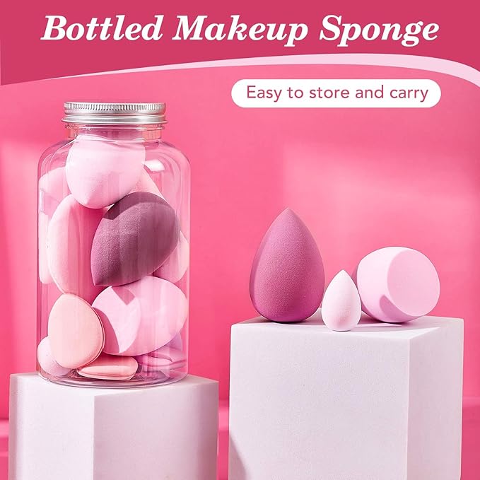 14PCS Makeup Sponge Set, Beauty Blender Sponge for Foundation Blending with 3PCS Mini Makeup Sponges & 4PCS Triangle Powder Puff, Soft Make Up Sponges for Face Cosmetic Applicator for Powder Liquid