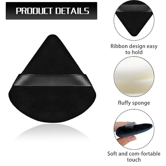 8 Pieces Triangle Powder Puff with 4 Travel Cases, Triangle Makeup Puff, Reusable Velour Makeup Sponge Blending Puff for Loose Powder and Foundation, Beauty Makeup Tools (4 colors)
