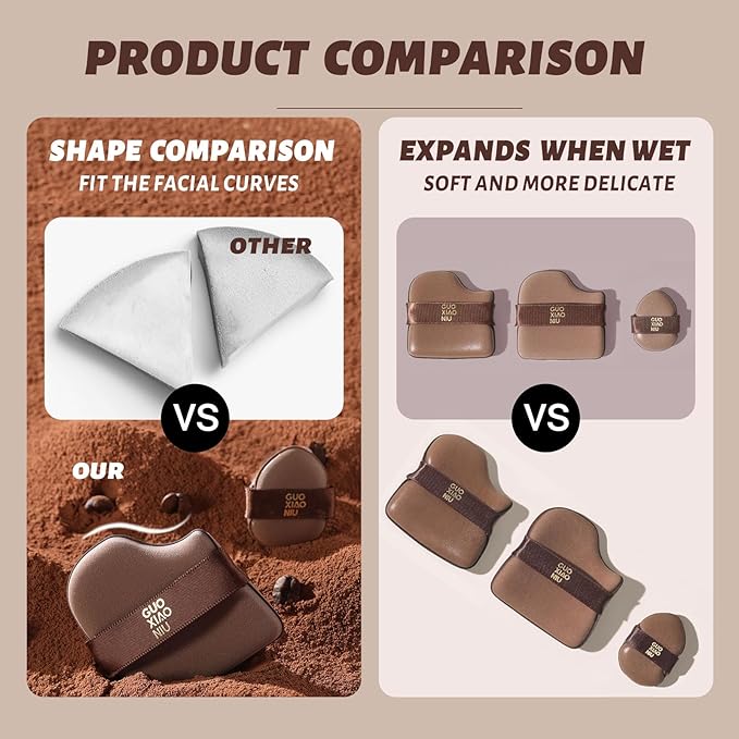 6Pcs Makeup Powder Puffs Set with Cases, Velour/Leather/Air Cushion Makeup Puff, Reusable & Washable, Ideal For Foundation, powder cream, Setting, concealer, Wet Dry Makeup tools (1Box)