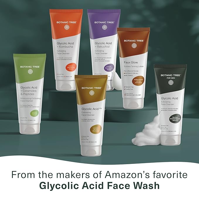 Botanic Tree Bakuchiol & Glycolic Acid Exfoliating Face Wash for Sensitive Skin - Gently Exfoliate with natural retinol-like bakuchiol & glycolic acid for fresh glowing skin