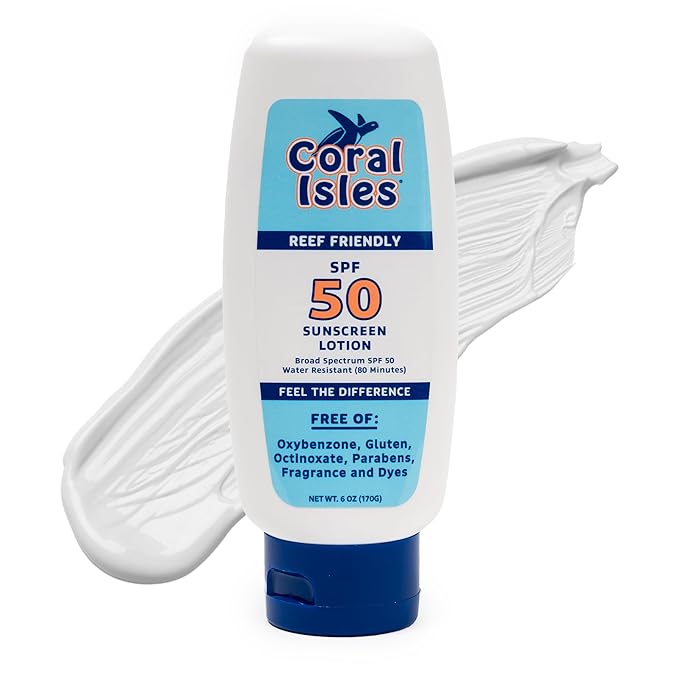 Sunscreen SPF 50 | Hawaii Compliant as Reef Safe | Octinoxate & Oxybenzone Free | Broad Spectrum UVA/UVB Protection | Water Resistant 80 Min. | Fragrance Free | 6 Fl Oz Lotion