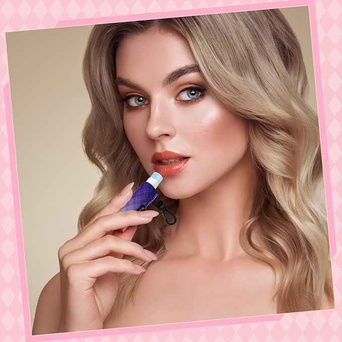 Chapstick Holder Key Chain, Lip Balm Holder for Chapstick Lip Gloss, Elastic Sleeve Chapstick Keychain Holder for Keys Purse Lanyard Gift for Women Girls (Gradual, 4pcs)