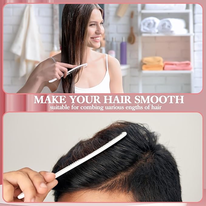 200Packs Individually Wrapped Bulk Combs, Disposable Combs in Bulk Plastic Mini Travel Combs with Long Handle for Homeless, Hotel, Shelter, Nursing Home, Charity (White, 6.3 x 0.94'')