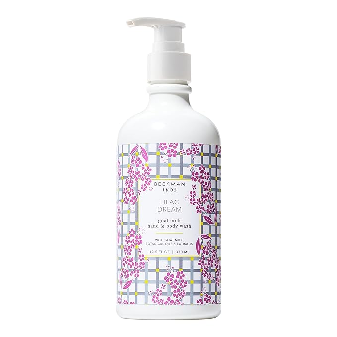 Beekman 1802 Goat Milk Hand Wash, Lilac Dream - Scented - 12.5 oz - Cleanses, Softens & Nourishes Skin - Good for Sensitive Skin - Cruelty Free - Ready For Use, Pump Inserted