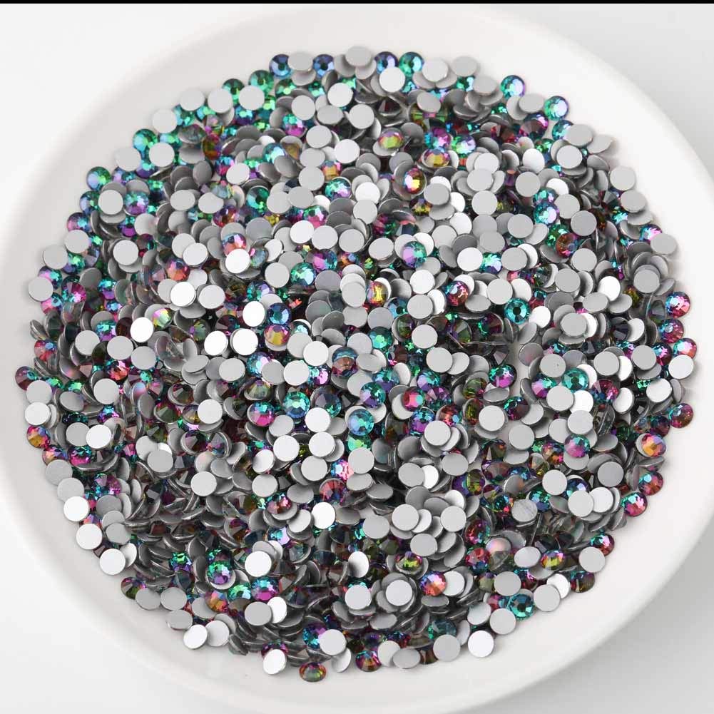 beadsland Flat Back Crystal Rhinestones Round Gems, Green Volcano (1.3-1.4mm) SS3/1440pcs