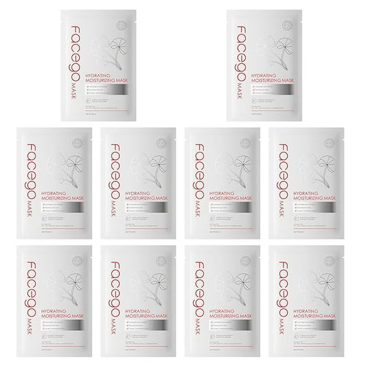 Collagen Face Mask - Hydrating & Moisturizing Sheet Mask with Natural Centella Asiatica for Soothing Skincare, Deeply Nourishing Dry Skin 10-Count