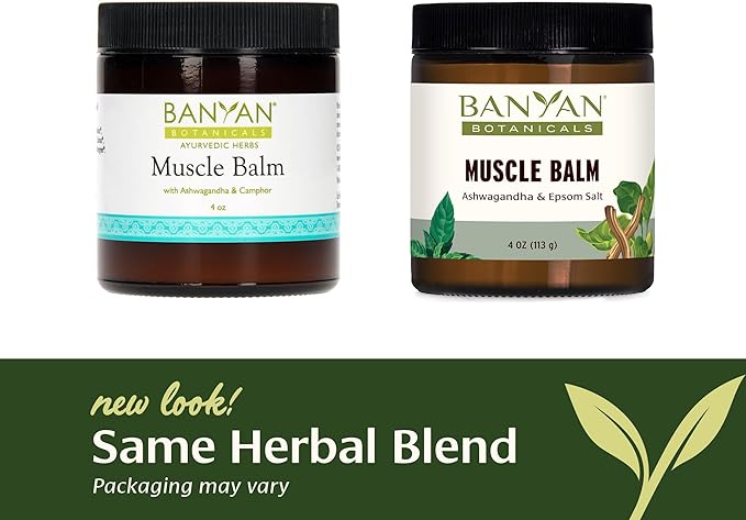Banyan Botanicals Muscle Balm – Organic Muscle Massage Balm with Ashwagandha Root & Epsom Salt – Supports Healthy Circulation & Soothes Tired Muscles – 4oz – Non GMO Sustainably Sourced Petroleum Free