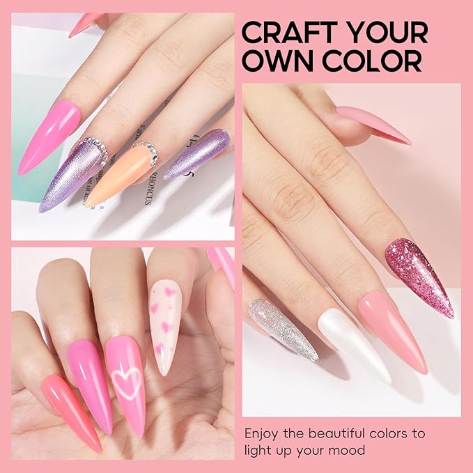 52pcs Gel Nail Polish Kit with U V light 35 Summer Colors Gel Nail Polish Set Cream Color Collection 5PC Top Base Coat Nail Art Manicure Kit for Beginners with Everything Gifts for Women