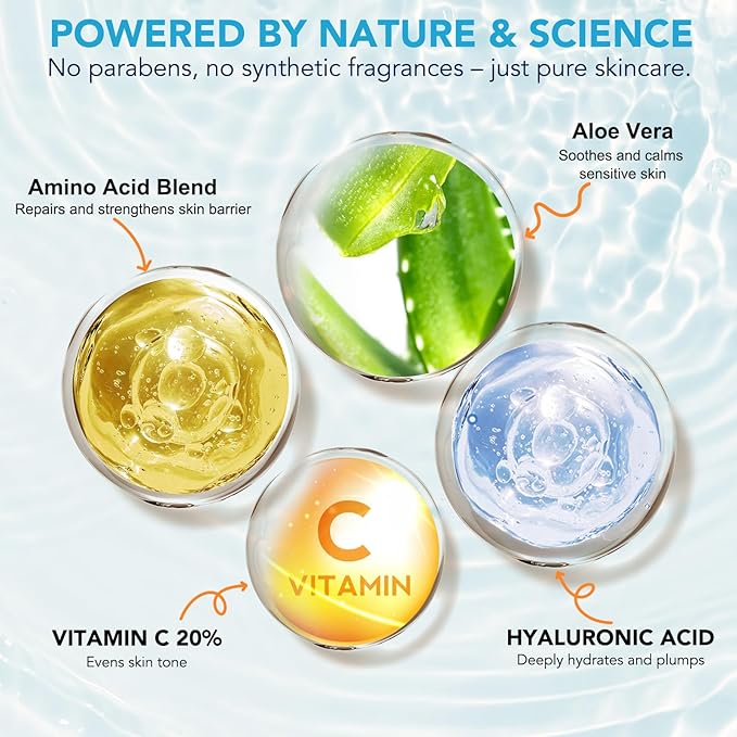 Anti Aging Vitamin C Serum Hyaluronic Acid Serum Set - with Hyaluronic Acid, Skin Care Set Boost Skin Collagen,Hydrate & Plump Skin, Anti Aging & Wrinkle Facial Serum