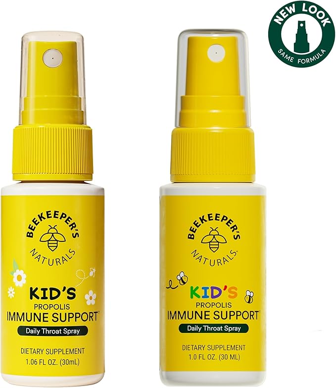 Beekeeper's Naturals Kids Propolis Throat Spray 95% Bee Propolis Extract - Natural Immune Support & Sore Throat Relief, Antioxidants & Gluten-Free, 1.06 oz (Pack of 2)