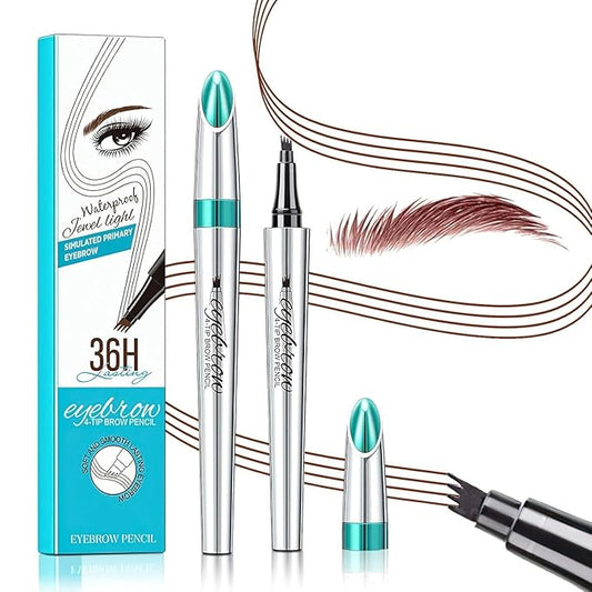 3D Waterproof Microblading Eyebrow Pen 4 Fork Tip Tattoo Pencil, Long-Lasting Brow Microfilling Eyebrow Pen, Easy to Use Microblade Eyebrow Pencil Eyebrow Brush (Reddish Brown)