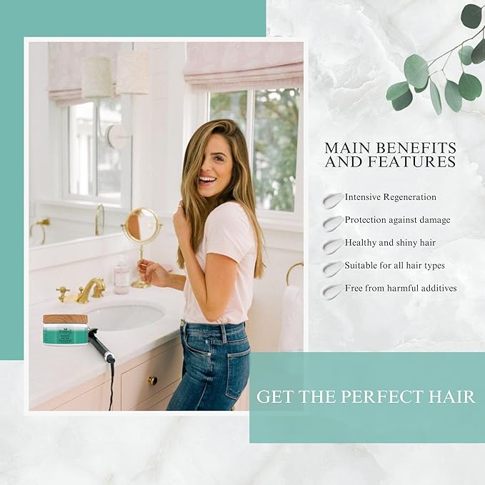 Deep Moisturizing Hair Mask for Women/Men - Keratin Mask for Dry & Damaged Hair - Deep Conditioning Treatment with Hyaluronic and Moroccan Argan Oil, 250ml | 8,45 FL.OZ