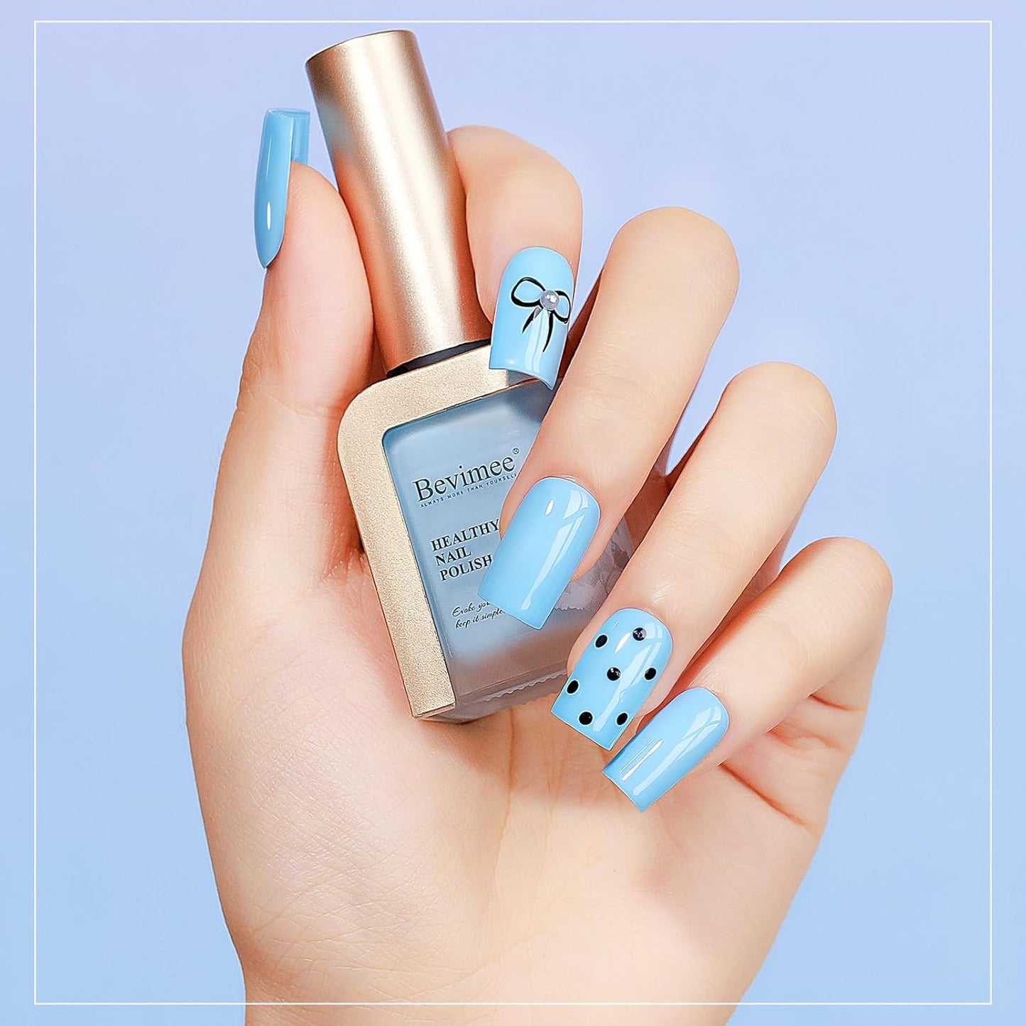 Blue Nail Polish Quick Dry Pastel Nail Lacquer Sheer Color, Light Blue Regular Fast Dry Fingernail Polish Bulk Non Gel Long-Lasting DIY Salon Gift For Women