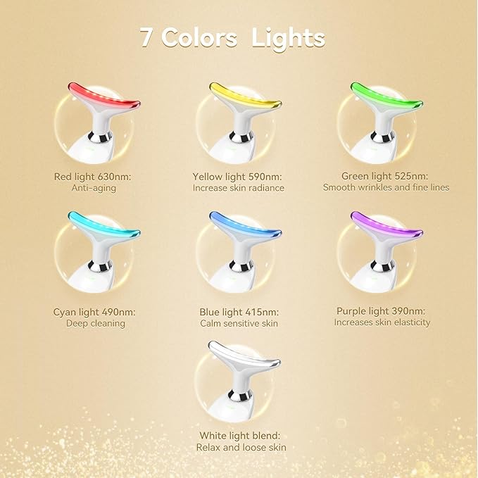 7 Color Face Massager Tool, Multifunctional Neck Facial Massager, Portable Face culpting Wand for Skin Care