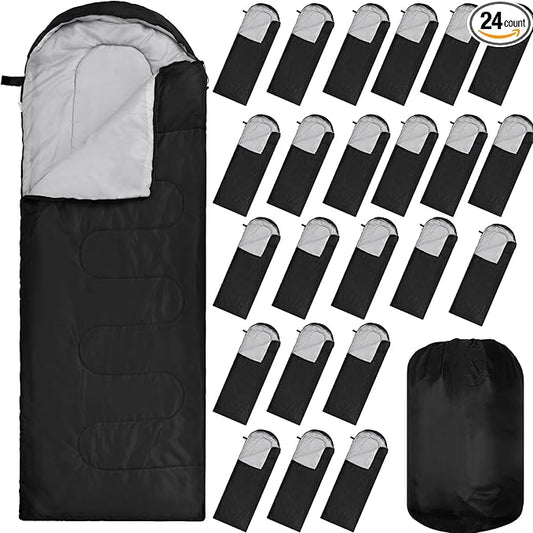 24 Pcs Sleeping Bags for Adults Bulk Lightweight Waterproof Backpacking Camping Sleeping Bag with Compression Sack, Portable Compact for Winter Hiking Outdoor Camping Essential