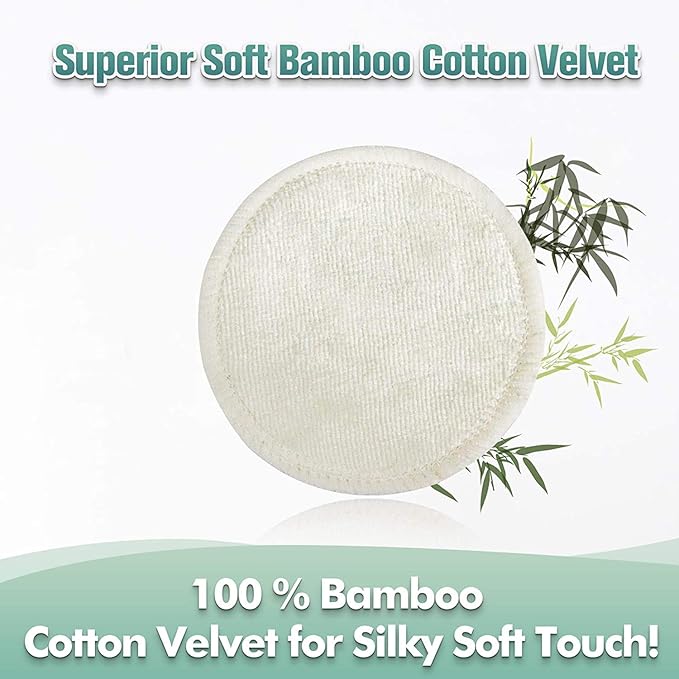Chloven Reusable Makeup Remover Pads 24 Pack - Washable Eco-Friendly Bamboo Velour Pads for All Skin Types,Bamboo Reusable Cotton Rounds for Toner, with Cotton Laundry Bag and Round Box for Storage