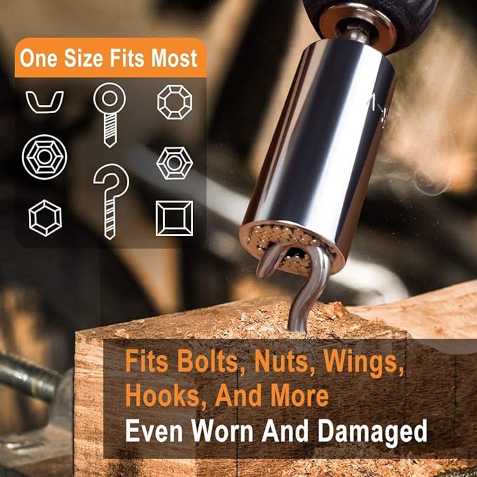 Christmas Stocking Stuffers Mens Gift Super Universal Socket -4 PACK Tool Gifts for Men Socket Set with Power Drill Adapter(7-19 MM) Cool Stuff Gadgets for Birthday Gift for Women Fathers Dad