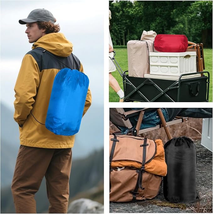 6 Pack Camping Sleeping Bags for Adults Bulk Cotton Liner 4 Seasons Lightweight Warm Waterproof with Compression Sack for Backpacking Hiking Homeless, Camping Gear Essential