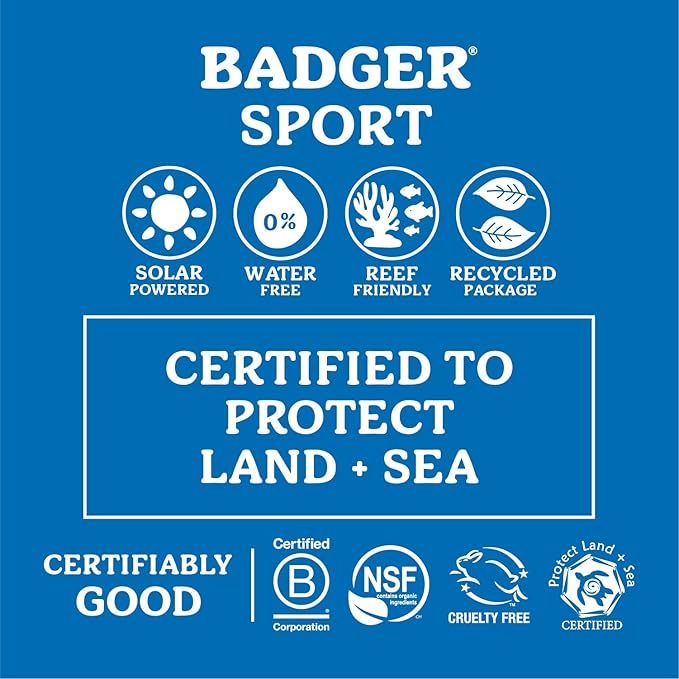 Badger Reef Safe Sunscreen Tin, Unscented SPF 40 Sport Mineral Sunscreen, 98% Organic, 80min Water Resistant Travel Size Hawaii Approved, 2.4 oz Tin