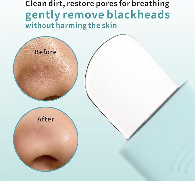 Blackhead Remover Tool,Black Head Remover for Face Nose-2 in 1 Pore Cleaning Brush Face Scrubber Skin Care Scraper Mask Applicator Spatula for Men Women Deep Cleansing (Blue)