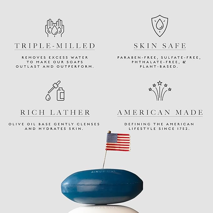 Caswell-Massey RÒS Natural Bar Soap for Men, Moisturizing Body Soap Bar for All Skin Types, Made with Essential Oils & Plant-Based Formula for Soft Skin, Made in USA, 5.8 oz