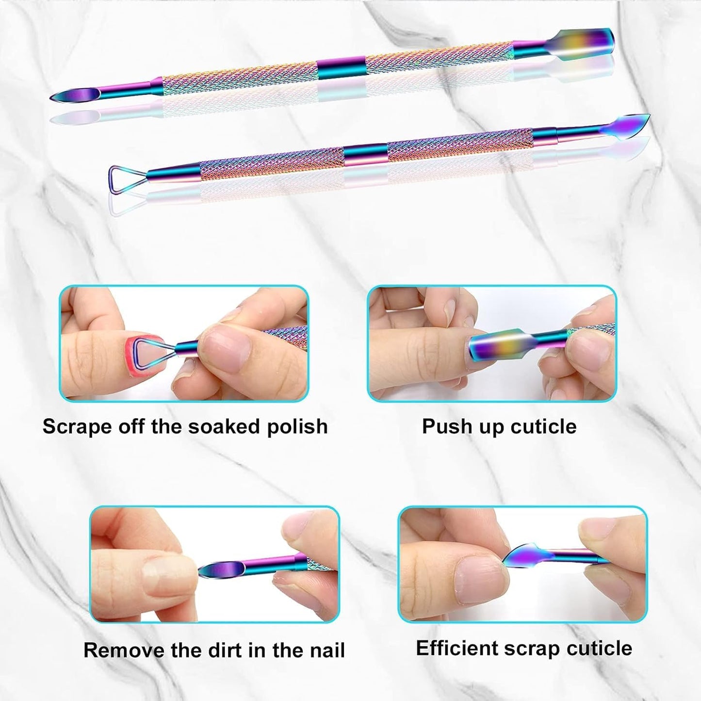 Cuticle Trimmer with Cuticle Pusher, Cuticle Remover Cuticle Scissors Manicure Tools, Professional Stainless Steel Cuticle Cutter, Dead Skin Remover Nail Tools for Fingernails and Toenails
