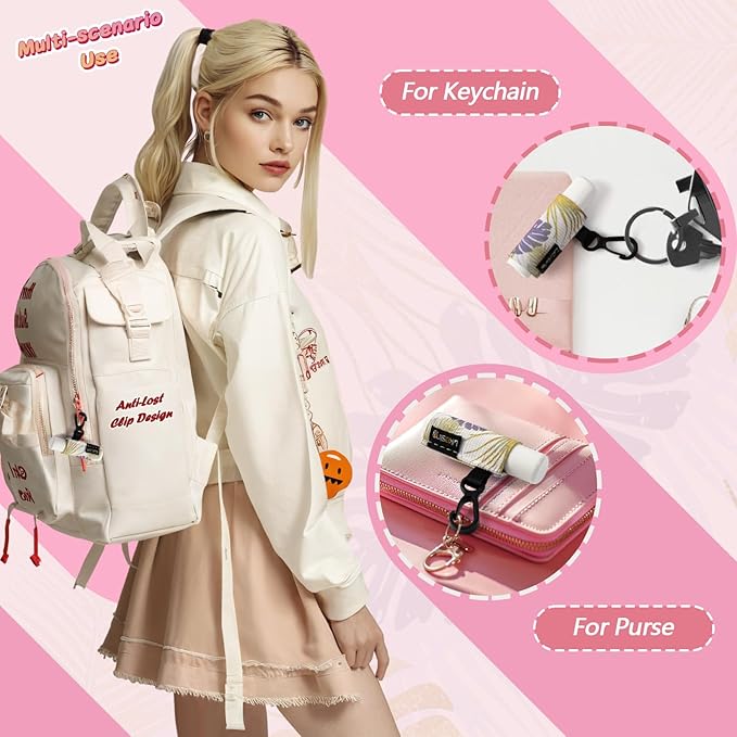 Chapstick Holder Key Chain, Lip Balm Holder for Chapstick Lip Gloss, Elastic Sleeve Chapstick Keychain Holder for Keys Purse Lanyard Gift for Women Girls (Tropical Leaf, 3pcs)