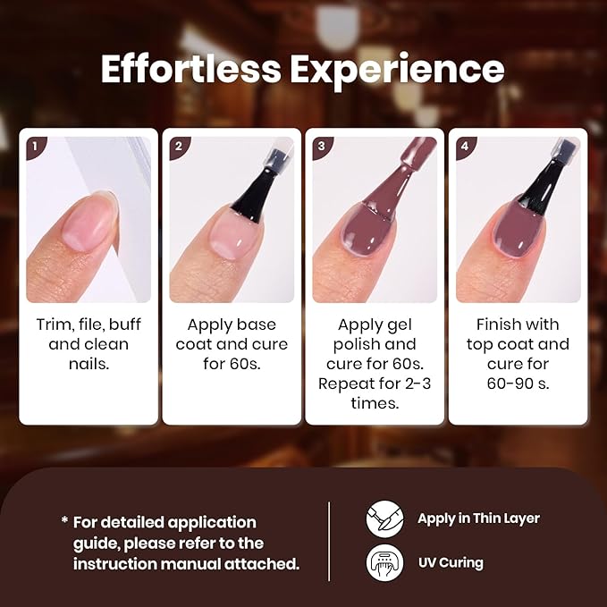Beetles Brown Gel Nail Polish Set - 20 Colors Burgundy Red Brown Gold Champagne Glitter Fall Gel Polish Soak Off UV Glossy & Matte Top Base Coat Manhattan Collection Gifts for Women