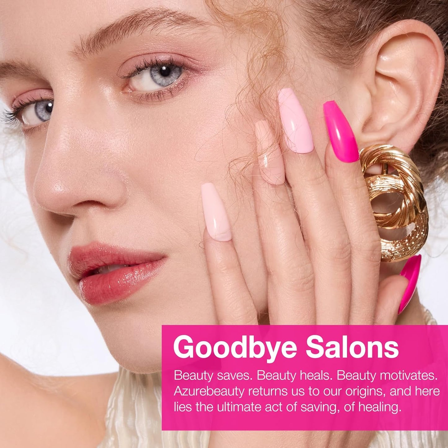 AZUREBEAUTY Dip Powder Nail Kit Starter, Light/Hot Pink Clear White Summer 4 Colors Acrylic Dipping Powder Liquid Set with Base/Top Coat Activator for French Nail Art Manicure DIY Gifts for Women